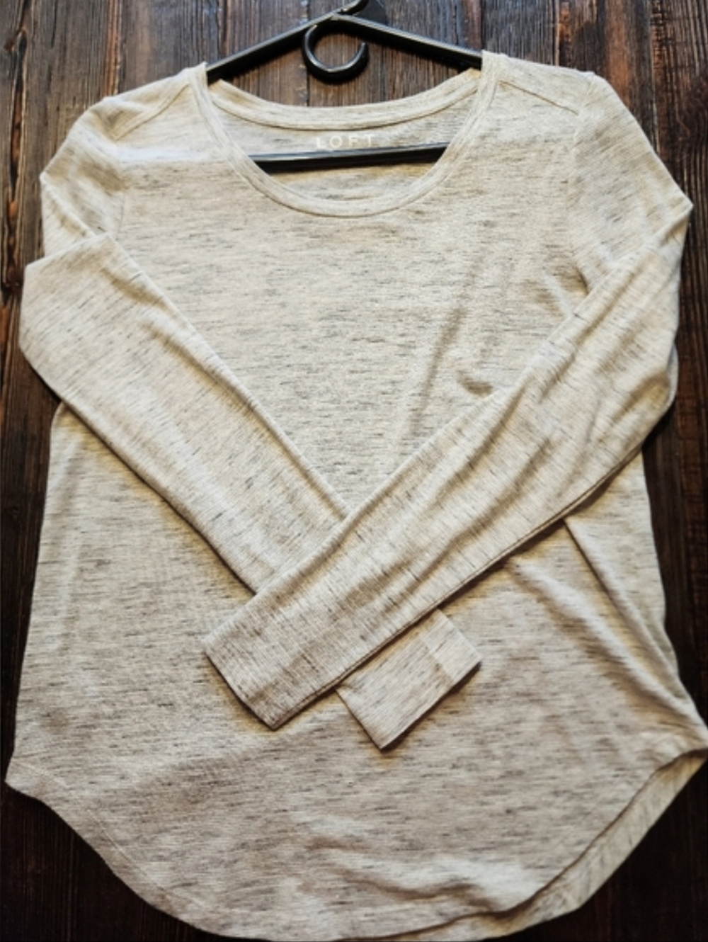 LOFT Women's Top Shirt Tee Long Sleeve Heathered Gray Size M